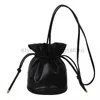 Drawstring Small Bag Women's Mini Solid Soft Leather 2023 New One Shoulder Crossbody Bag with Western Texture Popular PU Bucket Bagstylishhandbagsstore