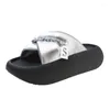 Ladies Slippers Sandals Summer Round Toe Height Increasing Women Metal Decorated Fashion Platform Flat Casual b