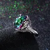 Cluster Rings Trendy Round 925 Silver For Women With Colorful Zircon Stone Jewelry Dedo Party Ring Wedding Gift Atacado