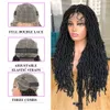 Perruques en dentelle Faux Locs Tressé Perruque Cheveux Bouclés Tressés À La Main Tresses Au Crochet Synthétiques Avec Bébé 32 Pouces Double 230807