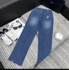 Jeans femme 2023 été Jean pantalon court déchiré ourlet effiloché Logo sur poche arrière Denim jambe droite