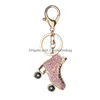 Shoe Parts Accessories Keyring Bag Charm Pendant Keys Holder Roller Skates Diamond Keychain Jewelry Key Chain Women Girl Gifts Drop Deliv