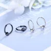 Hoop Earrings KOFSAC Trendy 925 Sterling Silver Jewelry For Men Women Simple Black Earring Lovers Valentine's Day Gifts