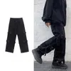 Jeans pour hommes Hip Hop hommes mode poche bleu/noir Baggy hommes Streetwear ample droit Cargo Denim pantalon pantalon