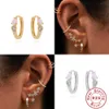 Hoop Huggie ROXI S925 Sterling Silver Ear Buckle Geometry Pink Opal White Zircon Oval Earrings Orecchini Argento 925 Earring 230807