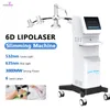 Nieuwste 6D Lipolaser vetverliesmachine Effectieve lichaamsvormgeving Afslankapparatuur 6 behandelingskoppen Taille Gewichtsverlies Schoonheidsapparaat Gratis schip