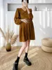 Maternity Dresses Black Khaki Long Sleeve Turn-Down Collar High Waist Maternity Pleated Dress Loose Fashion Pregnant Woman Chiffon Dress Formal HKD230808