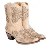 Caviglia 250 donne cuneo cowboy ripristinato ricamato con tacchi grossi di punta di punta di grandi dimensioni scarpe stivali occidentali 230807