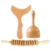 Decorative Flowers Madeira Thigh Massager Body Tool Daily Use Massaging Board Neck Compact Manual Wood Sculpting Tools Roller Stick