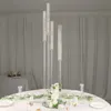 only can use led candle)Clear 5-Arm/6 heads 8 heads Crystal Round Cluster Taper Candelabra Candle Holders, Votive Pillar LED Candle Holders Round acrylic candleholder