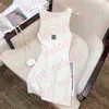 Women Casual Dress Luxury Designer Knit Tees Summer Vest Dress Letter Print Strand Neck Slim Turtleneck Knitted Top