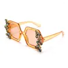 Sunglasses Mosengkw Luxury Colorful Crystal Women Square Oversized Fashion Trendy Shade Eyewear