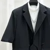 Costumes pour hommes couleur unie demi manches mode casual Blazers pour hommes cranté asymétrique manteau ample 2023 été marée 21F3695