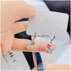 Stud Earrings Simple Girl S925 White Buckle Opal Rhinestone Geometric Variety Of Real Gold Plating Drop Delivery Jewelry Dhgarden Dhpnx