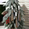 Decorazioni natalizie Pupazzo di neve bianco Ciondolo di perline di legno Nappa Ciondoli di perline Accessori per la casa Decorazione da appendere all'albero di Natale Q424