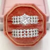 Nya lyxiga bröllopsringar set för brudkvinnor Engagemang Finger Party Gift Designer smycken