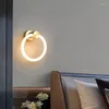 Wall Lamp Modern Brass LED Lights Acrylic Ring Bedside Sconce Aisle Corridor Stairs Foyer 3 Color Temperature Dimming