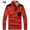 Men's Sweaters Men Clothes Knitted Sweater Cardigans Collar Winter Plus Velvet Thick Business Casual Male Half Zip Patchwork Coat