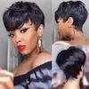 Synthetic Wigs Short Pixie Cut Wig Human Hair For Black Women Machine Made With Bangs Glueless 230807