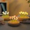 Nyhetsartiklar LED Tulip Night Light Handgjorda möbler dekoration USB DIY Bedside Lamp Simulation Flower Table Lamp Atmosphere Lamp för gåva 230808