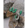 Stud yhpup zielony szkliwa cZ kryształowe stalowe stalowe kolczyki u kształt geometryczny impreza kobiet moda urok biżuterii bijoux 230807