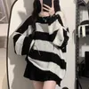 Women's Sweaters Deeptown Y2k Pink Striped Sweater Women Korean Fashion Pullover Kpop Knitwear Vintage Oversized Knitted Female Jumper Aesthetic 230807