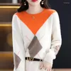 Women's Sweaters Pure Wool Sweater Women Autumn/Winter Cashmere Pullover Panel Crewneck Bottoming Shirt Overside Pull Ladies Tops Loose