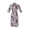 Ethnische Kleidung Qi Pao Chinesisches traditionelles Kleid Damen Baumwolle Leinen Cheongsam Qipao Ärmel Hohe Qualität Lang 4XL Elegante Hochzeit