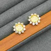 Stud Real 18K Gold Plated Colorful Zircon Sunflower Earrings Jewelry Letter Wedding Gift Factory Wholesale With Free Dust Bag