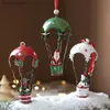 Exquisite Fire Balloon Christmas Tree Pendants Iron Hot Air Parachute Ornaments Elk Santa Claus Snowman Shaped Party Decoration L230620