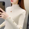 Kvinnors tröjor Halv Turtleneck tröja Pullover Autumn Winter Slim High Stretch Knitting Shirt Shirt Female Jumper Tops