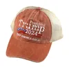 Washed MeSh Trump Hat Keep America Great 2024 President broderade baseballmössor Justerbara oss Välj Trump Sports Vintage Caps FFA3538-2
