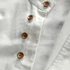 Męskie koszule swobodne koszule Spring Mens Japan Japan Vintage Style Premium Linen Stand kołnierz Slim Fit Single Berged Proste projekt