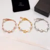 braccialetto di lusso Bracciale con perle con lettera a stella Bracciale in acciaio al titanio in oro rosa 18 carati gioielli per amanti c Bracciale in acciaio con lettere Regali di lusso per feste di matrimonio