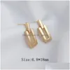 Saplama Küpe 4pcs 6.8 18mm 14k Altın Kaplama Kadınlar Rec Moda Kulak Saplamaları Takılar Mücevher Yapımı DIY Pirinç Aksesuarları Drop Dhgarden Dhvcb
