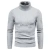 Pulls pour hommes 2023 automne et hiver nouveaux hommes pull à col haut couleur unie pull en tricot serré et haut chaud J230808