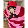 Maglioni da donna Deeptown Y2K Maglione rosa oversize a righe stile coreano Donna Punk Streetwear Maglione hip-hop Harajuku Donna Top rosso inverno 230807