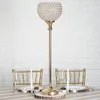 Wysoki złoty akryl kryształowy kruk wotywny uchwyt świecy centralny stojak kwiatowy dla stolika ślubnego