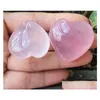 Artes e artesanato Dia dos namorados Dia natural Rose Quartz Coração em forma rosa Cristal esculpido Love Love Cura de pedras preciosas gife Stone Gems Dhh8d