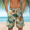Shorts masculinos 2023 verão praia Havaí esportes casuais plantas naturais impressão 3D corrida academia tronco nadar