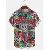Chemises décontractées pour hommes Vintage Rose Skull Hawaiian Chemise de plage à manches courtes pour hommes Party Travel