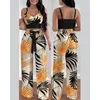 Kvinnors tvådelade byxor Elegant set sexig off-shoulder-rem 2023 Summer Tank Top raka byxor 2-delad kostym S-3XL