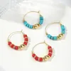 Hoop Earrings 2023 Fashion Bohemia Ethnic Handmade Turquoise Beads Women Girl Spring Summer Jewelry Gifts Wholesale