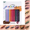 Eye ShadowLiner Combination 12PcsBox Waterproof Eyeliner Gel Pencil Kleurrijke Liggende Zijderups Pen Soft Easy Wear Pigment Matte Eye Liner Kit Glanzende Make-up Set 230807