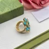 Three in one Ring Double Letter Retro Enamel Flower Rhinestone Palace Style Design Wedding Rings For Woman Fashion Jewelry Gifts With BOX CGR3 --01