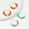 Hoop Earrings 2023 Fashion Bohemia Ethnic Handmade Turquoise Beads Women Girl Spring Summer Jewelry Gifts Wholesale