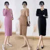 Vestidos de maternidade 5905 # 2022 outono inverno malha maternidade suéteres longos elegante linha a fino vestido roupas para mulheres grávidas chique ins gravidez hkd230808