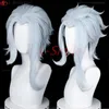 Parrucche Cosplay Gioco Genshin Impact Fatui Cosplay Doctor II Parrucca Dottore 30cm Short Man Capelli resistenti al calore Halloween Party Anime Parrucche Cap Wig 230808