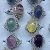 Figurines décoratives Mode Coloré Fluorite Ovale Anneau Minéral Doigt Cristal Bijoux Décoration