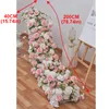 Decorative Flowers Wreaths 200cm White Rose Hydrangea Flower Arch Artificial Row Green Plants Runner Wedding Backdrop Floral Wall Party Props 230808